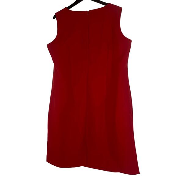 Vintage Roamans Two Piece Red Suit Leopard Trim Sz B4 Sheath Dress Long Jacket - Picture 4 of 7